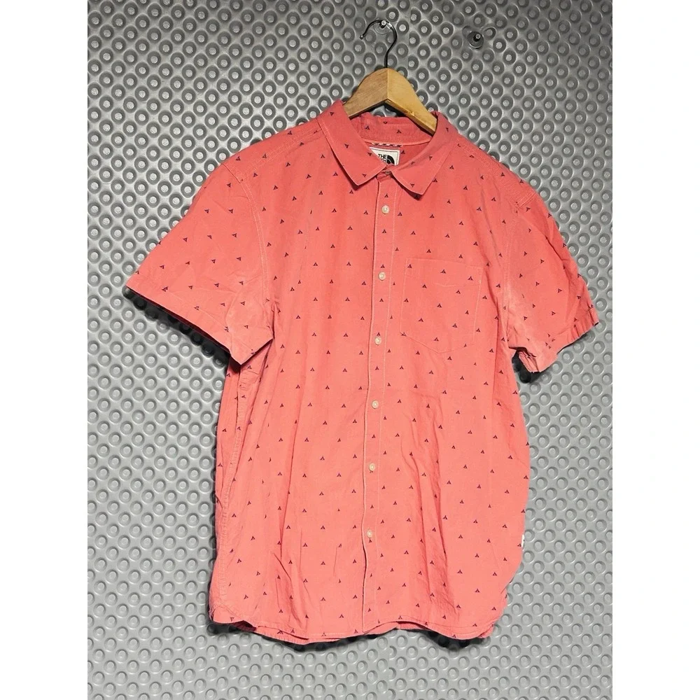 THE NORTH FACE Bayhail Jacquard Button Up Mens XL Teepee Clay Red EUC